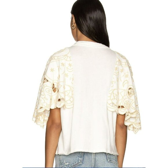 Free People Angel Tee Embroidered T Shirt Size XS - Picture 4 of 8